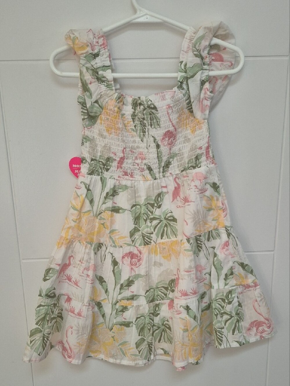 Children's Place Girls' White Tropical Flamingo Sundress Mommy & Me 5/6 - Picture 2 of 4